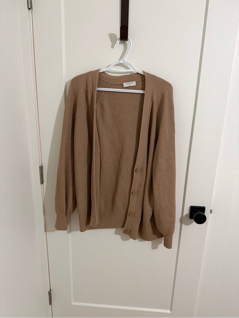 Babaton Ribbed Button-Front Cardigan - Tan